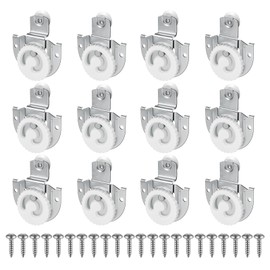 Sliding Closet Door Hardware Set, 12 Pack Sliding Wardrobe Door Hardware Roller Kit Includes Knob Adjustable Door Hooks and Screws