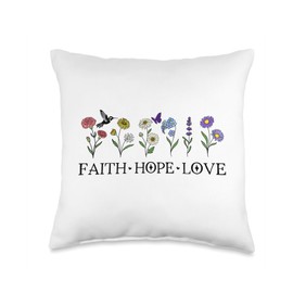 Faith Hope Love Decor Sign Christian Bible Verses God Quotes Throw Pillow