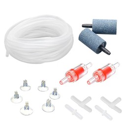 Standard Aquarium Air Pump Accessories Set,Aquarium Air Pump Accessories Kit with Standard Tubing, Air Stones, Check Valves, Suction Cups and Connection Tee