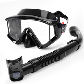 Yimserk Snorkeling Gear for Adults, Anti-Fog 180°Panoramic Snorkel Mask Set with Dry Top Snorkel Tube, Soft Silicone Scuba Gear, Adult Snorkel Set with Mesh Bag for Swimming Diving Travel