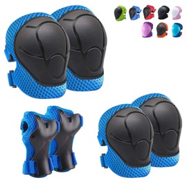 CKE Knee Pads for Kids Kneepads and Elbow Pads Toddler Protective Gear Set Kids Elbow Pads and Knee Pads for Girls Boys with Wrist Guards 3 in 1 for Skating Cycling Bike Rollerblading Scooter(Blue）