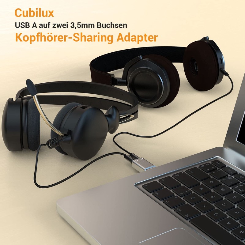 Cubilux USB Audio Splitter with 96KHz/24bit DAC, USB Type A
