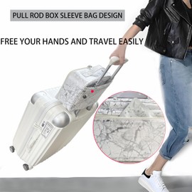 MKPCW Multifunktionale Reise-Make-up-Tasche Kosmetik-Organizer mit abnehmbaren Trennwänden, Pinselhalter & Koffergurt – wasserdichte große Toilettentasche für Damen (Weißer Marmor)