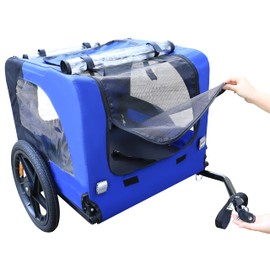TREATLIFE HOME Adventurous Blue Pet Bike Trailer for Dogs, Foldable & Safe Design, Outdoor Breezes, 16-inch Wheels