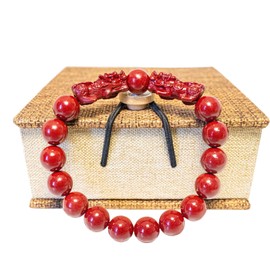 biuufish Feng Shui Bracelet Cinnabar Bracelet, 10mm Red Cinnabar PiXiu Bracelet for Men Women, Prayer Beads Dragon Protection Bracelets Jewelry Gifts Can Bring Good Luck, Wealth and Health