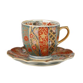 Hayashiyuro Kiln 009376C760 Gold Color Twist Pattern Coffee Bowl Plate