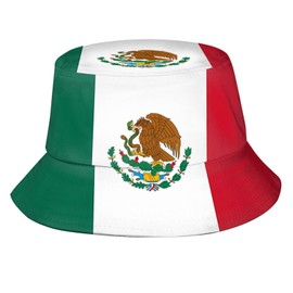 Mexico Flag Bucket Hat Patriotic Fisherman Hats Packable Outdoor Sun Cap for Women & Men
