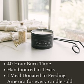 River Birch Candles Pine + Sage Scented Candle | Premium, All-Natural, Non-Toxic, Soy Candles | 8 oz. Black Matte Tin Travel Candle | Cozy Relaxing Gifts for Home