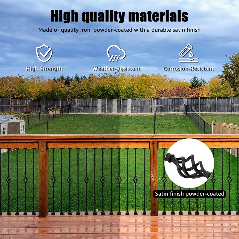 Vilstomes Iron Balusters for Staircase, 16 Pack Wrought Iron Balusters,