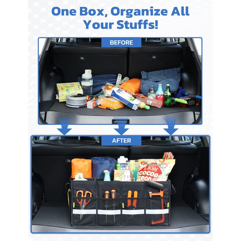 Oasser Car Trunk Organizer, Collapsible Waterproof Multi Compartments Car Storage