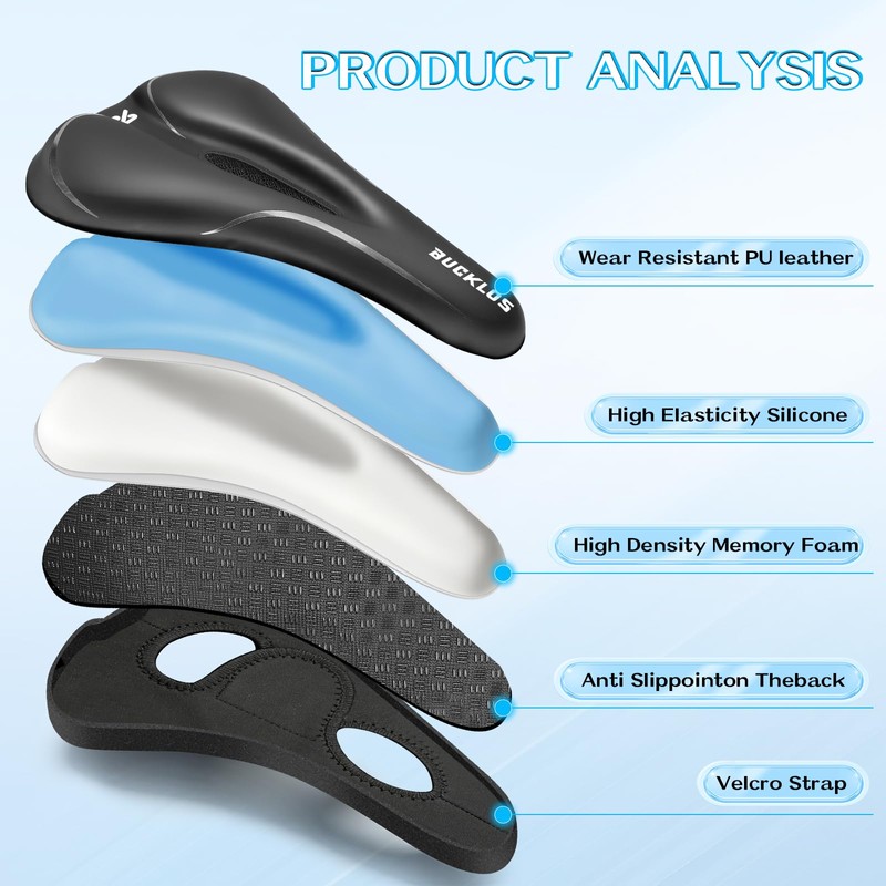 AEYINO Bike Seat Cushion Gel Padded Cover 11×7×1.2 Inch for