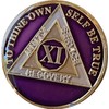 11 Year AA Medallion Metallic Purple Tri-Plate Sobriety Chip Serenity