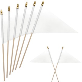 WEITBF 12Pcs 8×12 Inch Solid White Pennant Flags Small Blank Sublimation DIY Triangle Flags on Stick Mini Handheld Solid Color Graffiti Flag ﻿