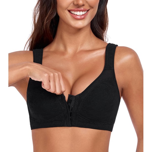 HACI Women's Front Closure Posture Bra Non Padded Everyday Full