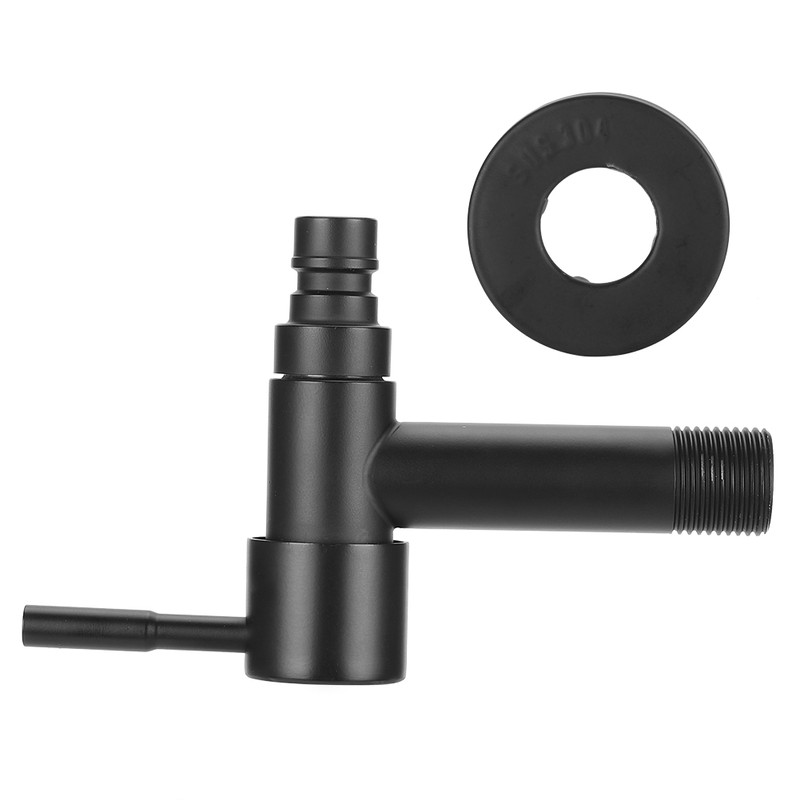 G1/2in Black Stainless Steel Washing Machine Faucet Single Cold Sink