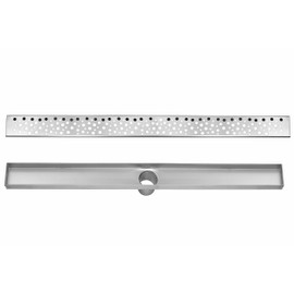 DreamDrains 36 in Stainless Steel Linear Shower Drain - Rain Pattern Drain - Easy Installation Linear Drain Kit (Brushed Finish, 36 x 2.75 in)