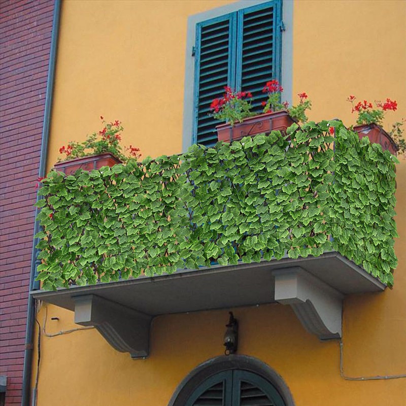 Expandable Faux Ivy Fence Privacy Screen Stretchable Artificial Hedge Single