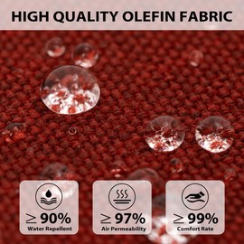 Sundale Outdoor Olefin Quilted Lounge Cushion Set of 2, Patio Foldable Chaise Lounger Cushion, Water-Resistant Lounge Chair Pad with Straps Red, 72 x 21 inches