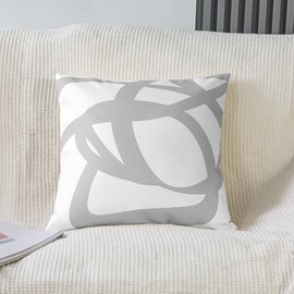 jejeloiu Light Grey and White Pillow Cases Cushion Covers 22"x22" Set of 2 Soft Geometric Geometry Throw Pillow Covers Stripe Line Decorative Throw Pillowcases Abstract Modern Art Cushion Cases