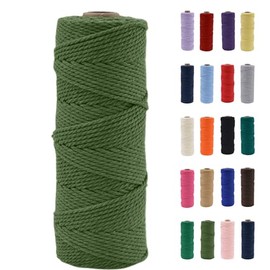POPOYU Macrame Yarn 2 mm, Macrame Yarn Avocado Green, Macrame Cotton Yarn 2 mm x 100 m, Natural Cotton Cord for Crafts, Knitting, Boho Decoration, DIY Crafts, Wall Hanging, Living Room