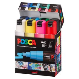 Posca Mitsubishi Pencil PC8K8C Punta ancha, 8 colores
