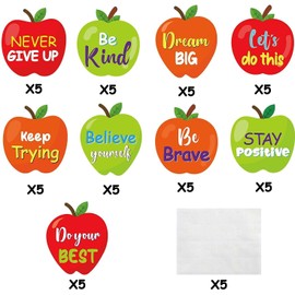 BeYumi 45 Pcs Apples Positive Sayings Accents Cutouts for Classroom Bulletin Board Decoration Inspirational Motivational Quotes Name Tags Wall Decals Creative Back to School Educational Materials