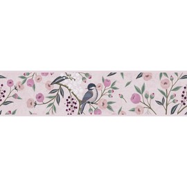 A.S. Création Lilly & Luis 771371 Children's Bedroom Wallpaper Durable Non-Woven Wallpaper in Border Floral Look 5.00 m x 0.13 m Colourful Green Pink Made in Germany