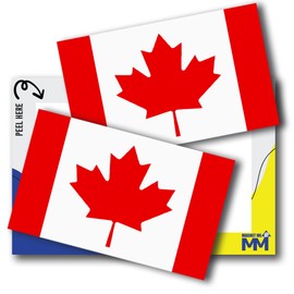 Canada Flag Bumper Stickers – 2 Pack 3x5 Inch Vinyl Adhesive Decals for Cars, Trucks, Laptops, Toolboxes – Weatherproof Outdoor Canada Flag Sticker, Made in USA