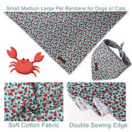 UP URARA PUP Summer Dog Bandana,Cute Pet Bandana with Crabs Pattern,Adjustable Blue Puppy Dog Bibs,Washable Triangle Dog Scarf for Boy,Girl Dogs or Cats
