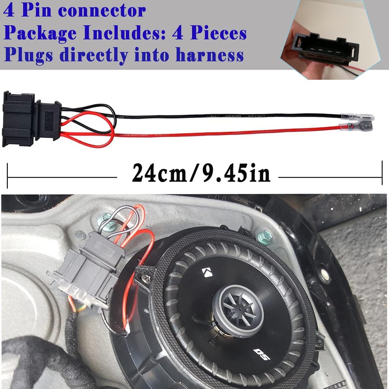 Danbojit 4 Pack Speaker Wiring Harness Replacement for Volkswagen Golf
