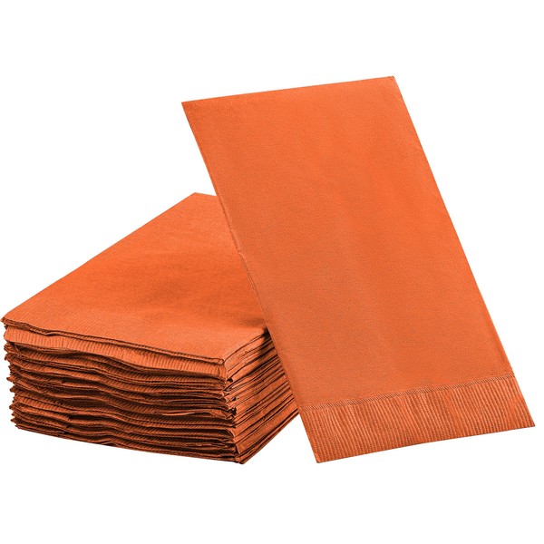 Dinner Napkins Disposable Guest Towels, Orange Beverage Napkins Soft and Absorbent Paper Napkins Dinner Size for Party, Wedding, 8” x 4.5” 2 Ply Party Napkins, Pack of 40 - by Amcrate