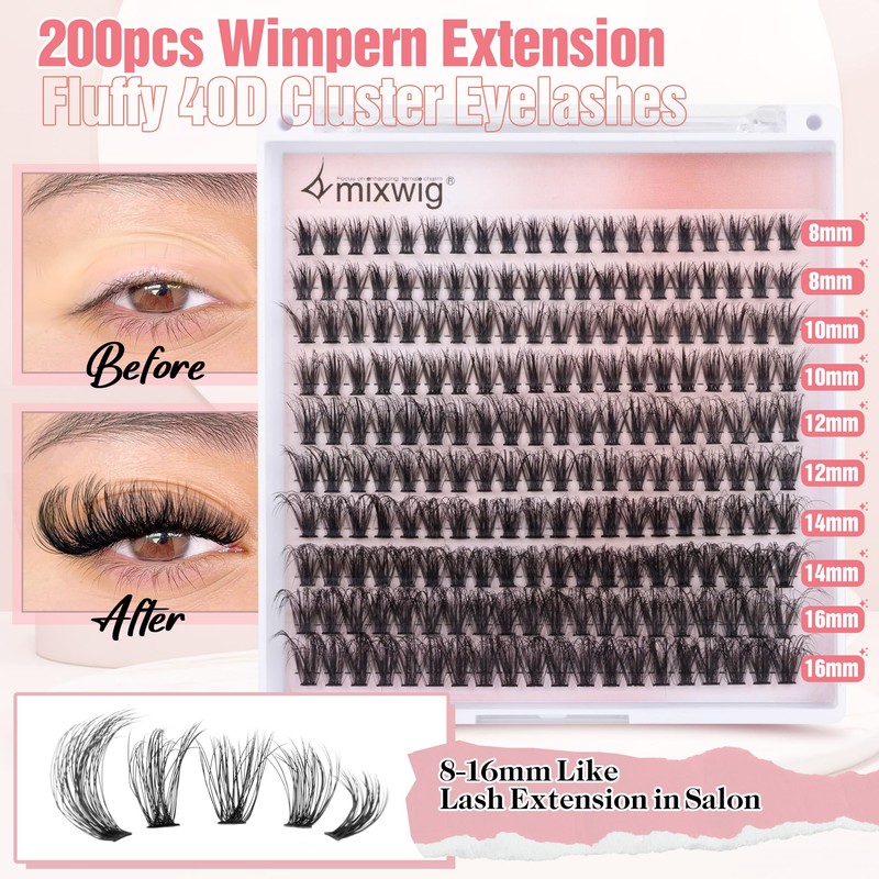 Eyelash Extensions Set, Artificial Eyelashes, Natural DIY Eyelash Extension Cluster