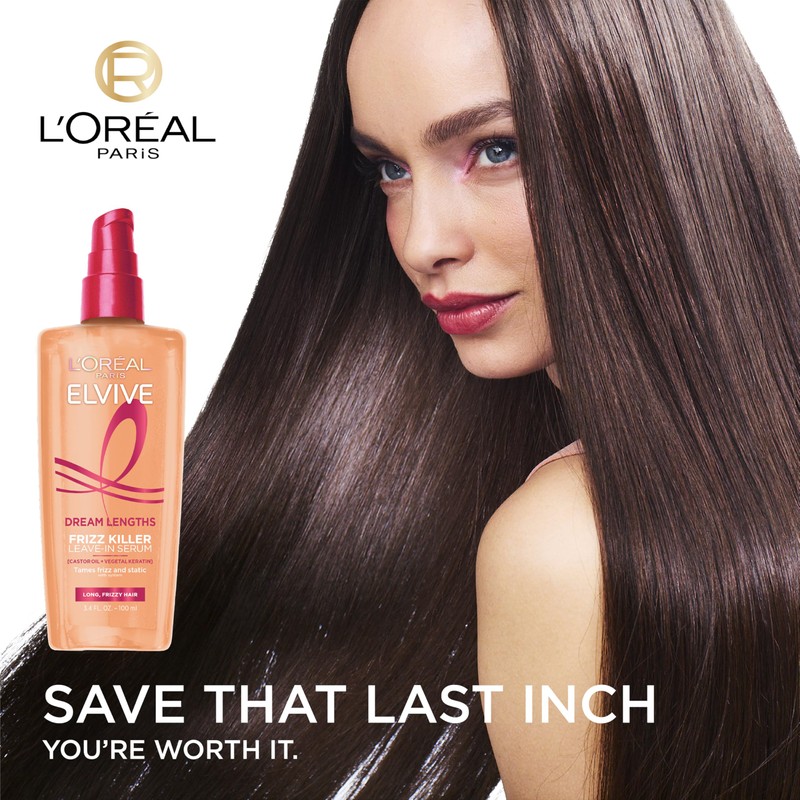 L'Oreal Paris Elvive Dream Lengths Frizz Killer Leave-In Serum, 3.4