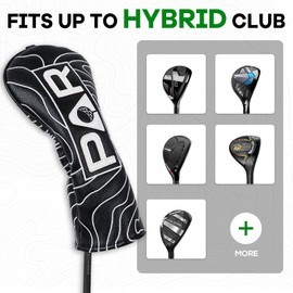 Golf Club Head covers Hybrid Utility Rescue with Interchangeable Number Tag 23456 UT Elastic Closure Black PU Leather White PAR Pattern