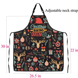 ENSIANTH Merry Christmas Aprons for Women Men Christmas Kitchen Cooking Apron with Pockets Merry Christmas Gifts Chef Baking Apron (24109 christmas apron)