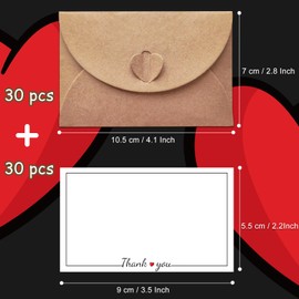 Philbinden 30 Thank You Notes with Envelopes Set 4.1 x 2.8 Inches Mini Thank You Cards with Cute Tiny Envelopes for Thanksgiving Day Christmas Weddings Baby Shower Birthday Parties Small Business