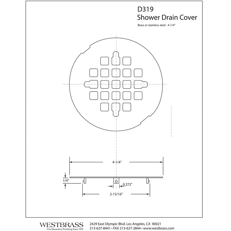 Westbrass 4-1/4" OD Casper Brass Snap-In Shower Strainer Grid, Satin