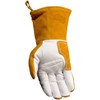 Caiman White/Gold Goat Grain Kontour Welding Gloves Arched Wrist Unlined
