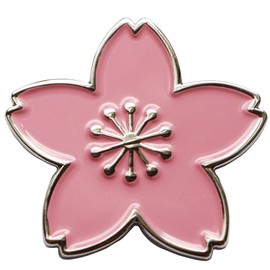 Sakura Petal Lapel Pin Badge Alloy, Large Size 1.0 inches (2.6 cm), Silver Plated
