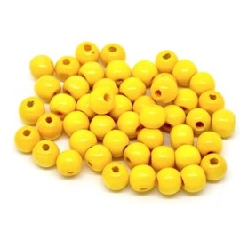 Handarbeit - Lieblingsladen Pack of 200 Wooden Beads 9 x 10 mm with 3 mm Hole Round Yellow for Crafts Threading Balls Beads Made of Wood Craft Beads for DIY Jewellery Making Bracelets Chains