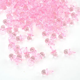 PowerTRC 144 Pcs Mini Acrylic Pink Pacifiers for Baby Shower Games, 0.86 Inch Bulk Baby Shower Decoration Chupones para Gender Reveal Table Decorations Party Favors