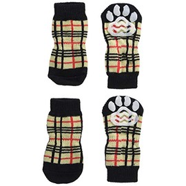 ranzyu (L 'Ange) Pet Socks 4 Pairs Set Check Beige