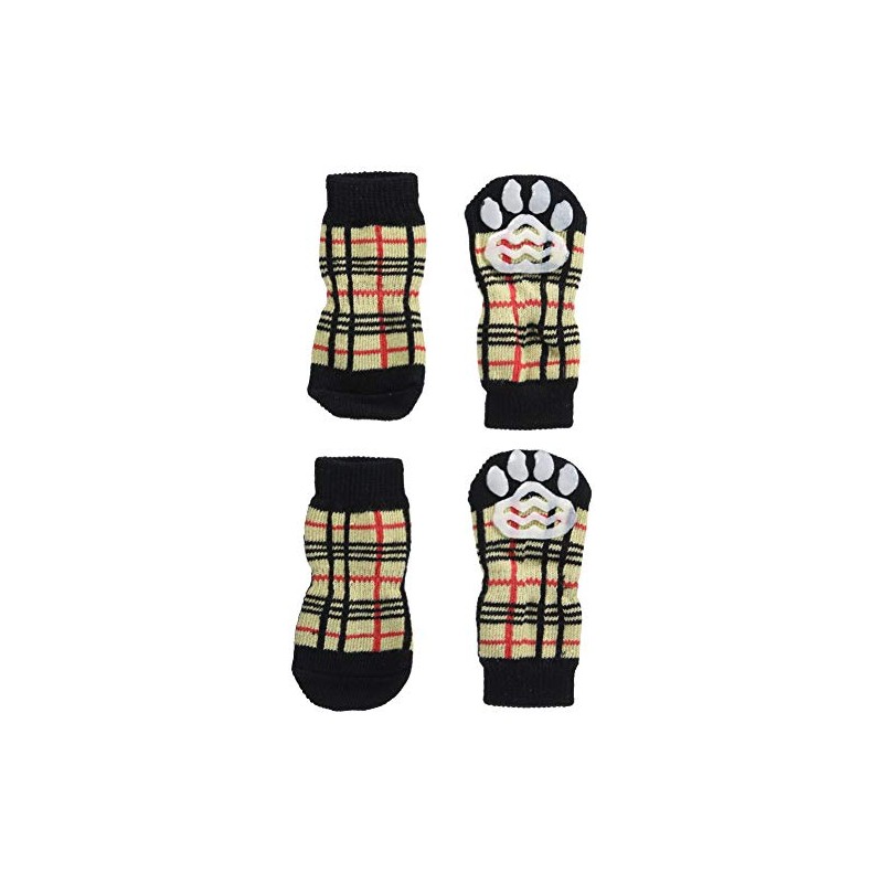 ranzyu (L 'Ange) Pet Socks 4 Pairs Set Check Beige