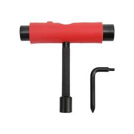 EVTSCAN Skateboard T-Tool, 3-Hole Skate Wrench, for Repairing, Adjusting, Assembly, Compatible with Skateboards, Longboards, Mini Cruisers, Roller Skates (Red)