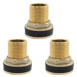 MDEOOSKY 3Pcs Threaded Water Tank Connector with Rubber Ring Brass Bulkhead Connector Fitting 3/8" Female 1/2" Male
