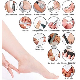 Kit de pedicura 36 en 1, herramientas profesionales de pedicura Raspador de pies para eliminar las pieles muertas para el hogar y el cuidado en el salón