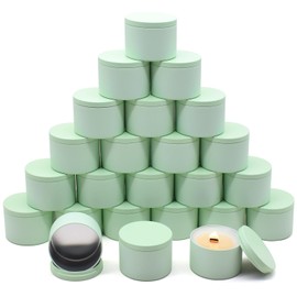 YJHSS 24-Pack 8oz Candle Tins with Lids, Metal Candle Jars for Candle Making, Bulk Empty Containers for Beginners & DIY Storage -Green