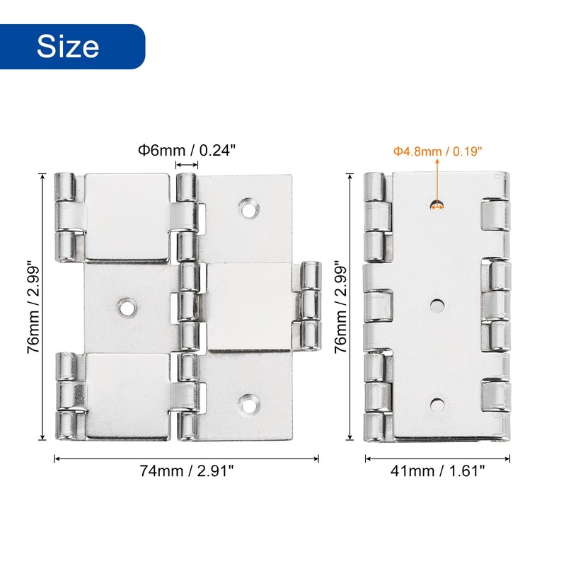sourcing map Double Acting Hinges Folding Screen, 2Pcs 2.99" Double