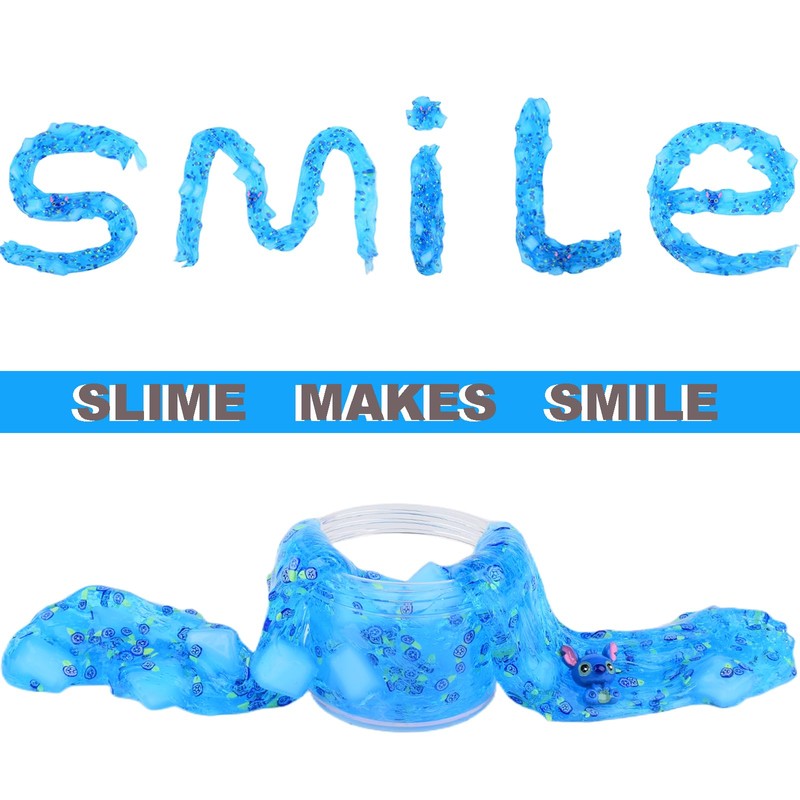 Upgrade Blue Clear Slime Kit, Crunchy Non Sticky Stretchy Jelly