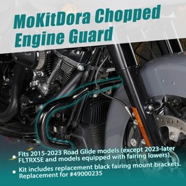 MoKitDora Road Glide Chopped Engine Guard 1.25" Highway Crash Bar & Fairing Support Brackets for Harley 2015-2023 FLTR FLTRXS Models, Black
